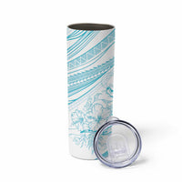 Sharks Couple Dreamy Polynesians Floral Sea Skinny Tumbler Turquoise LT7 - Polynesian Pride