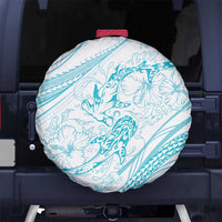 Sharks Couple Dreamy Polynesians Floral Sea Spare Tire Cover Turquoise LT7 No hole Turquoise - Polynesian Pride