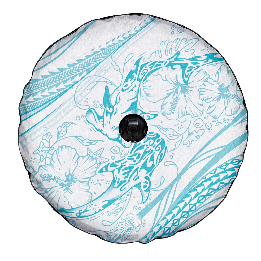 Sharks Couple Dreamy Polynesians Floral Sea Spare Tire Cover Turquoise LT7 - Polynesian Pride