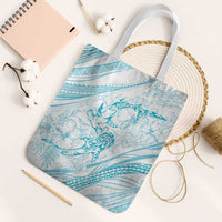 Sharks Couple Dreamy Polynesians Floral Sea Tote Bag Turquoise LT7 White Strap One Size Turquoise - Polynesian Pride