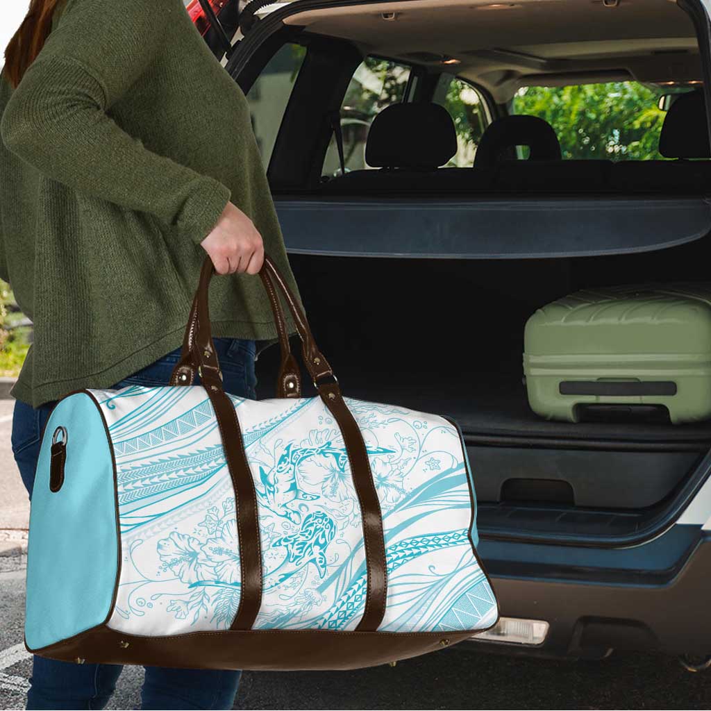Sharks Couple Dreamy Polynesians Floral Sea Travel Bag Turquoise - Polynesian Pride