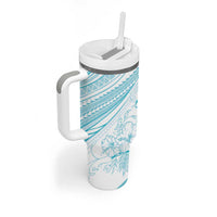 Sharks Couple Dreamy Polynesians Floral Sea Tumbler With Handle Turquoise LT7 - Polynesian Pride
