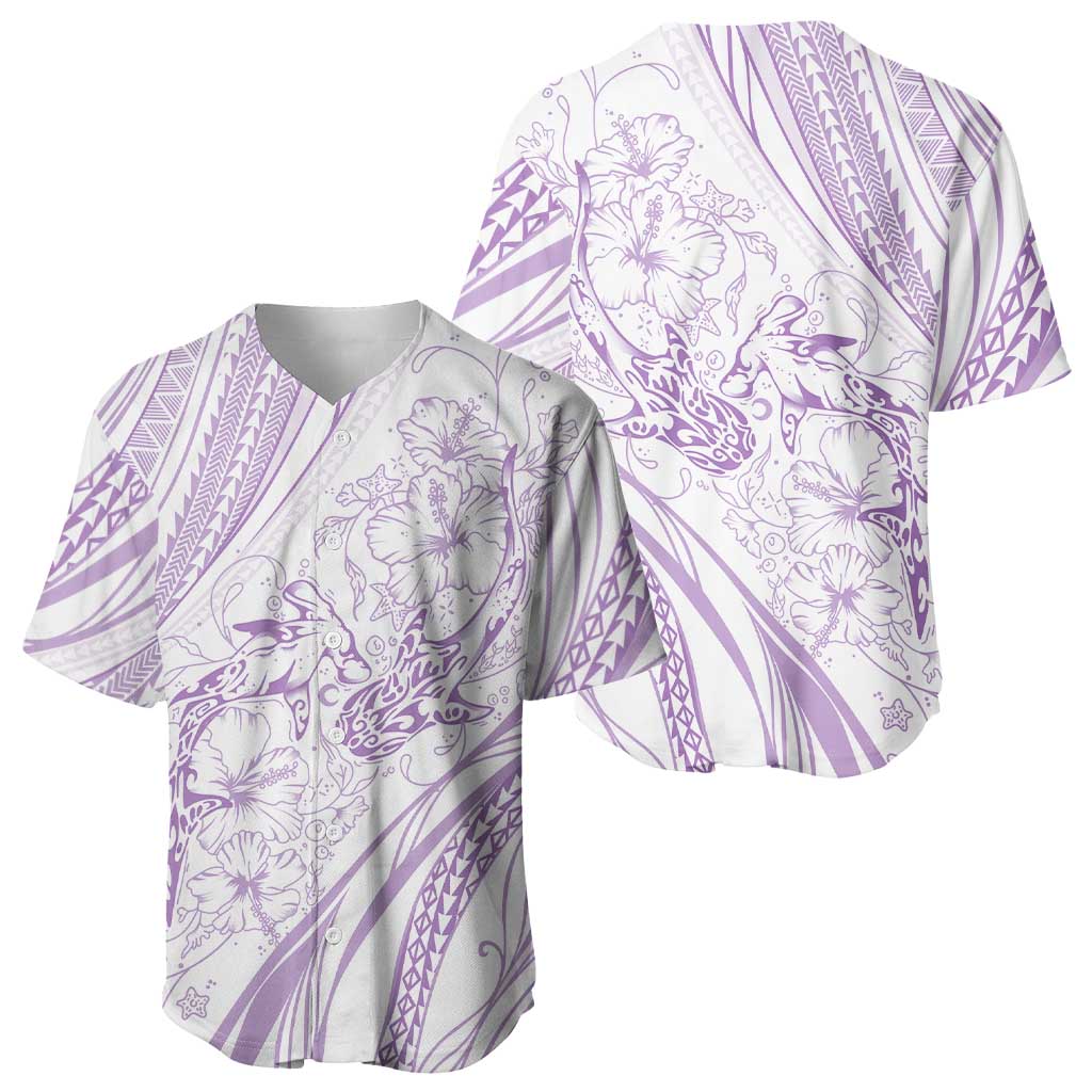 Sharks Couple Dreamy Polynesians Floral Sea Baseball Jersey Lilac - Polynesian Pride