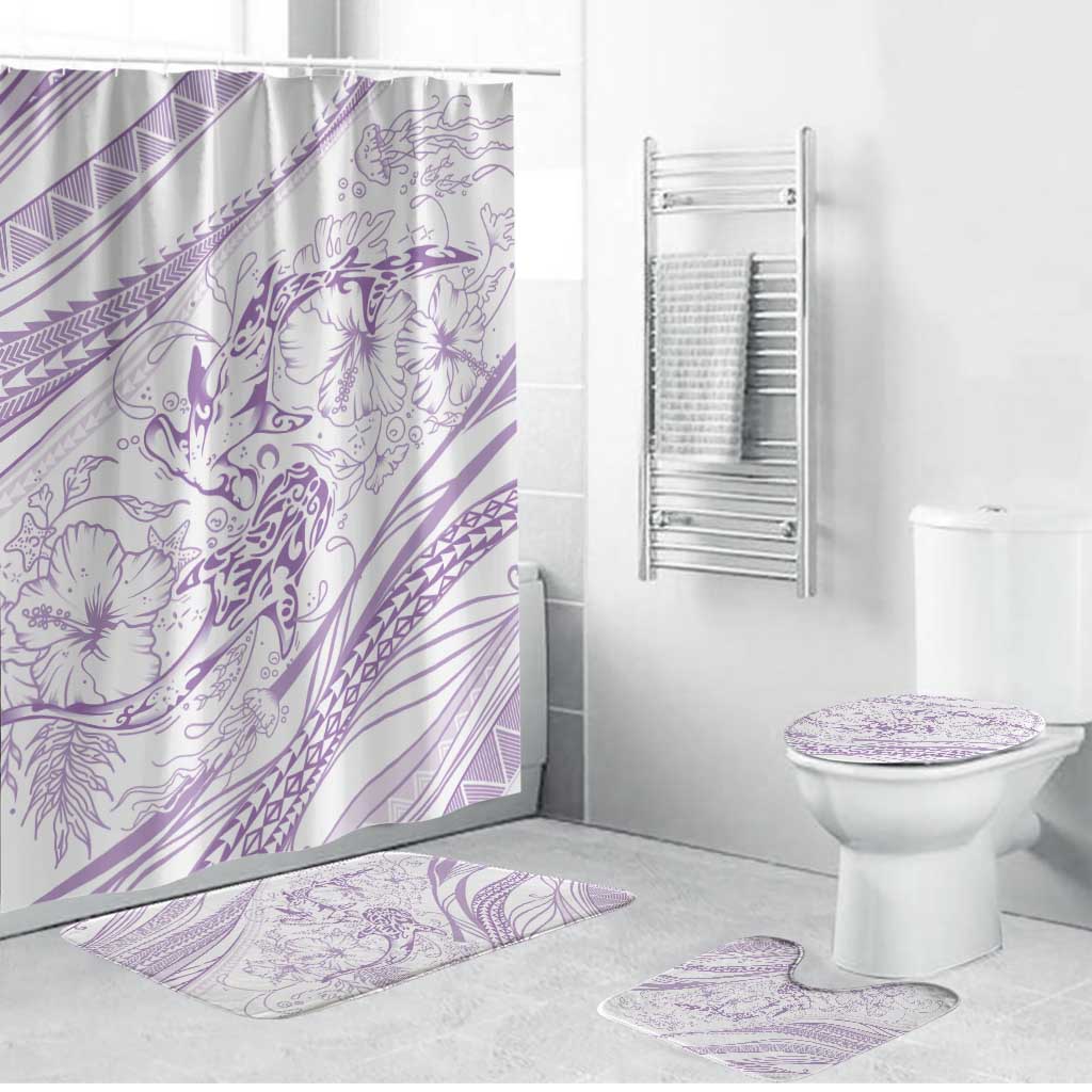 Sharks Couple Dreamy Polynesians Floral Sea Bathroom Set Lilac LT7 Bathroom Set (4 pcs) Lilac - Polynesian Pride