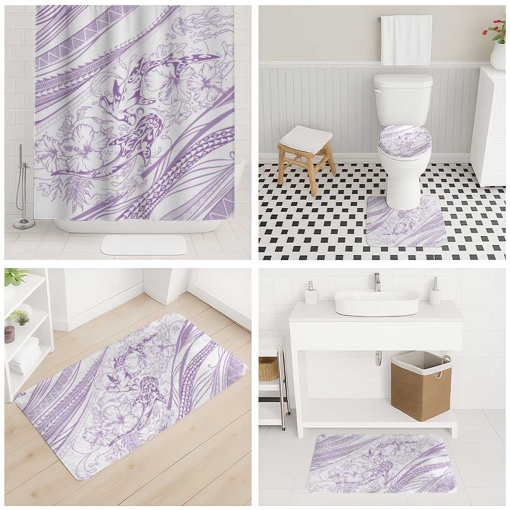 Sharks Couple Dreamy Polynesians Floral Sea Bathroom Set Lilac LT7 - Polynesian Pride