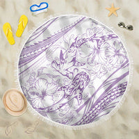 Sharks Couple Dreamy Polynesians Floral Sea Beach Blanket Lilac LT7 One Size 150cm Lilac - Polynesian Pride