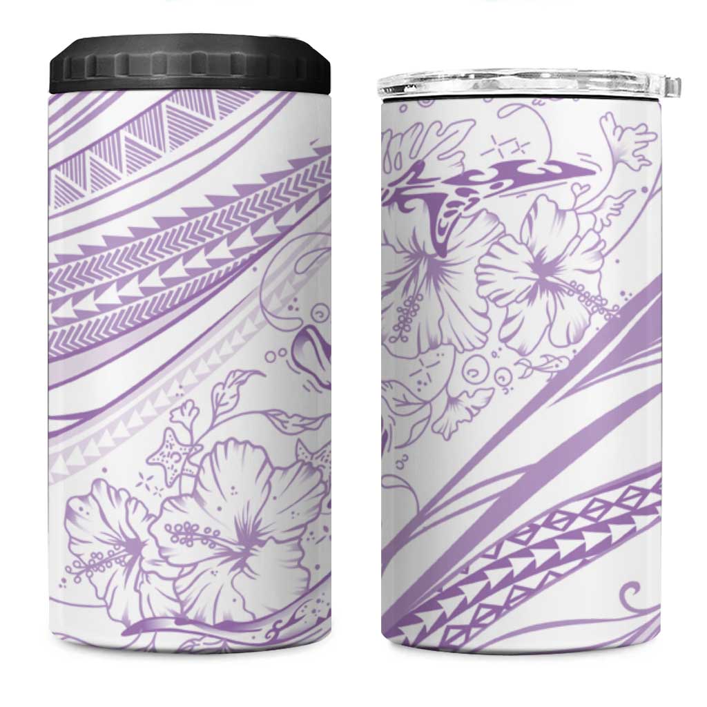 Sharks Couple Dreamy Polynesians Floral Sea 4 in 1 Can Cooler Tumbler Lilac LT7 One Size: 16 oz Lilac - Polynesian Pride