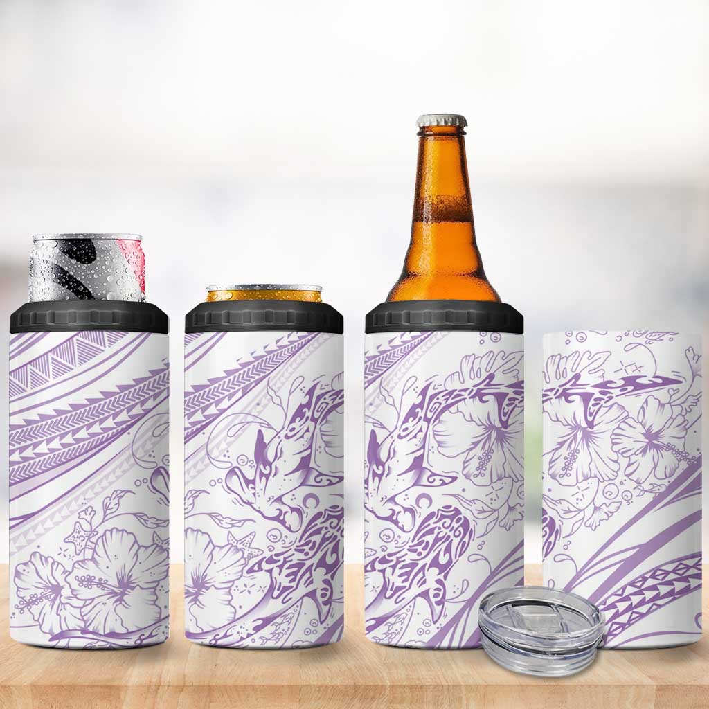 Sharks Couple Dreamy Polynesians Floral Sea 4 in 1 Can Cooler Tumbler Lilac LT7 - Polynesian Pride