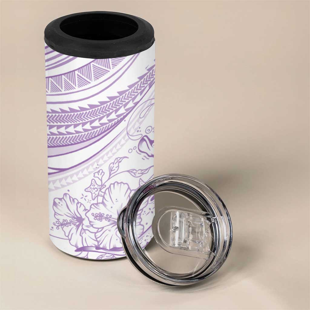 Sharks Couple Dreamy Polynesians Floral Sea 4 in 1 Can Cooler Tumbler Lilac LT7 - Polynesian Pride