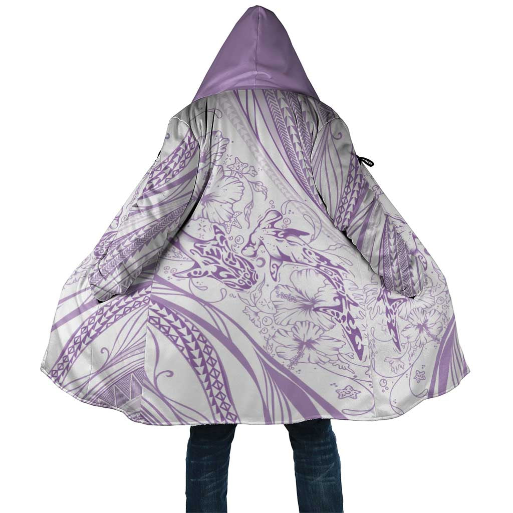 Sharks Couple Dreamy Polynesians Floral Sea Cloak Lilac - Polynesian Pride