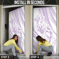 Sharks Couple Dreamy Polynesians Floral Sea Door Cover Lilac - Polynesian Pride