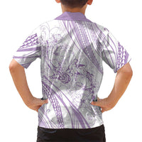Sharks Couple Dreamy Polynesians Floral Sea Family Matching Off Shoulder Short Dress and Hawaiian Shirt Lilac - Polynesian Pride