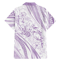 Sharks Couple Dreamy Polynesians Floral Sea Family Matching Off Shoulder Short Dress and Hawaiian Shirt Lilac - Polynesian Pride