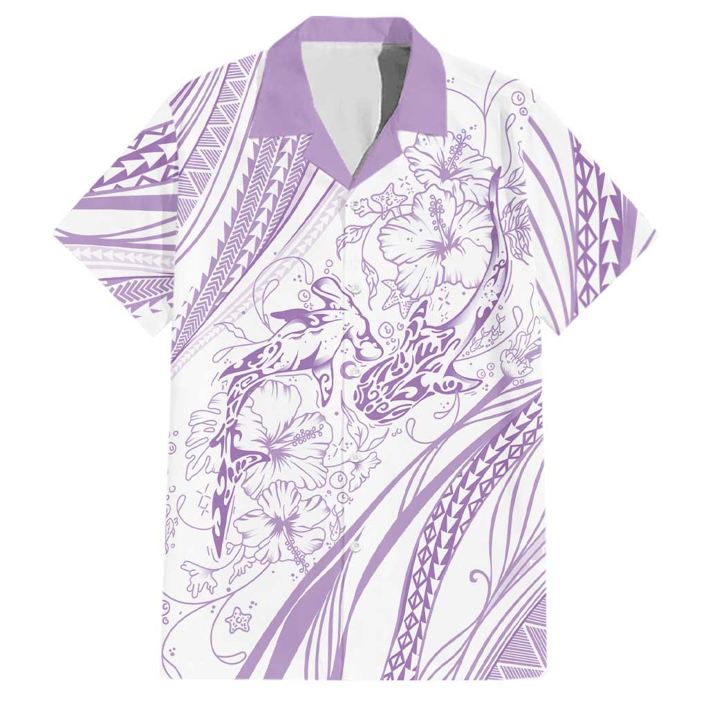 Sharks Couple Dreamy Polynesians Floral Sea Family Matching Summer Maxi Dress and Hawaiian Shirt Lilac - Polynesian Pride