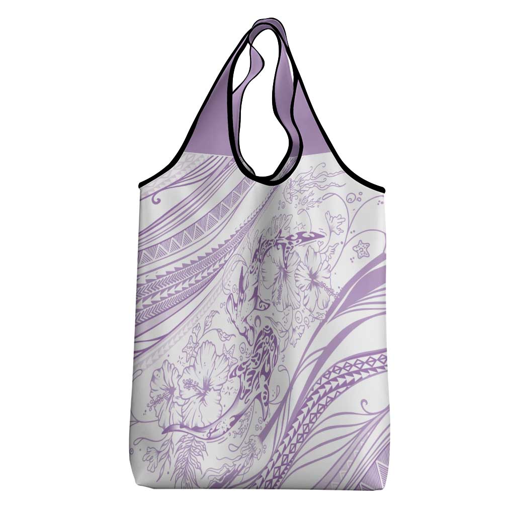 Sharks Couple Dreamy Polynesians Floral Sea Grocery Bag Lilac LT7 - Polynesian Pride