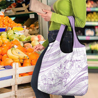Sharks Couple Dreamy Polynesians Floral Sea Grocery Bag Lilac LT7 - Polynesian Pride