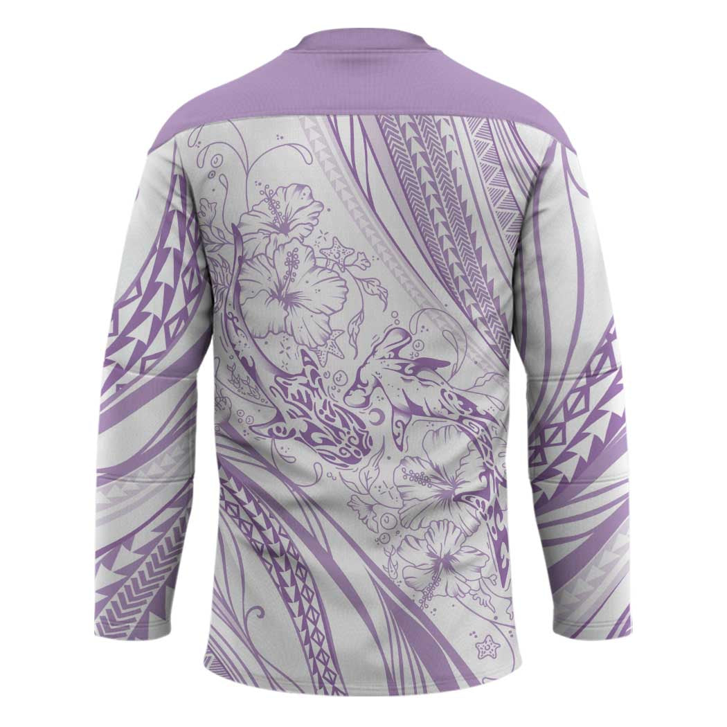 Sharks Couple Dreamy Polynesians Floral Sea Hockey Jersey Lilac LT7 - Polynesian Pride