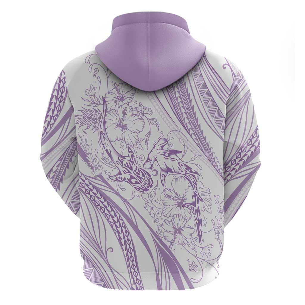 Sharks Couple Dreamy Polynesians Floral Sea Hoodie Lilac LT7 - Polynesian Pride