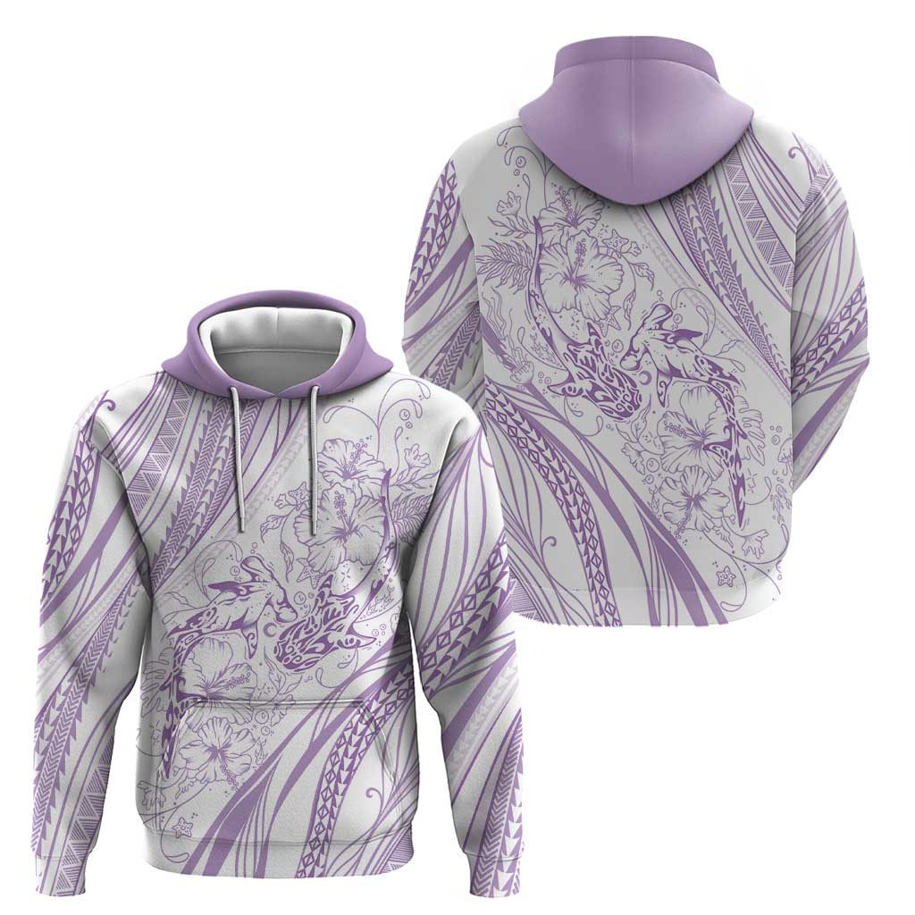 Sharks Couple Dreamy Polynesians Floral Sea Hoodie Lilac LT7 - Polynesian Pride