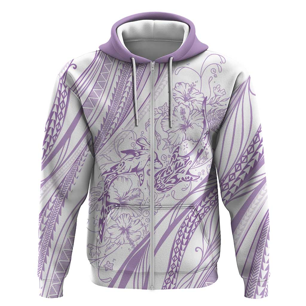 Sharks Couple Dreamy Polynesians Floral Sea Hoodie Lilac LT7 Zip Hoodie Lilac - Polynesian Pride