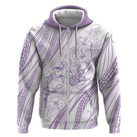 Sharks Couple Dreamy Polynesians Floral Sea Hoodie Lilac LT7 Zip Hoodie Lilac - Polynesian Pride