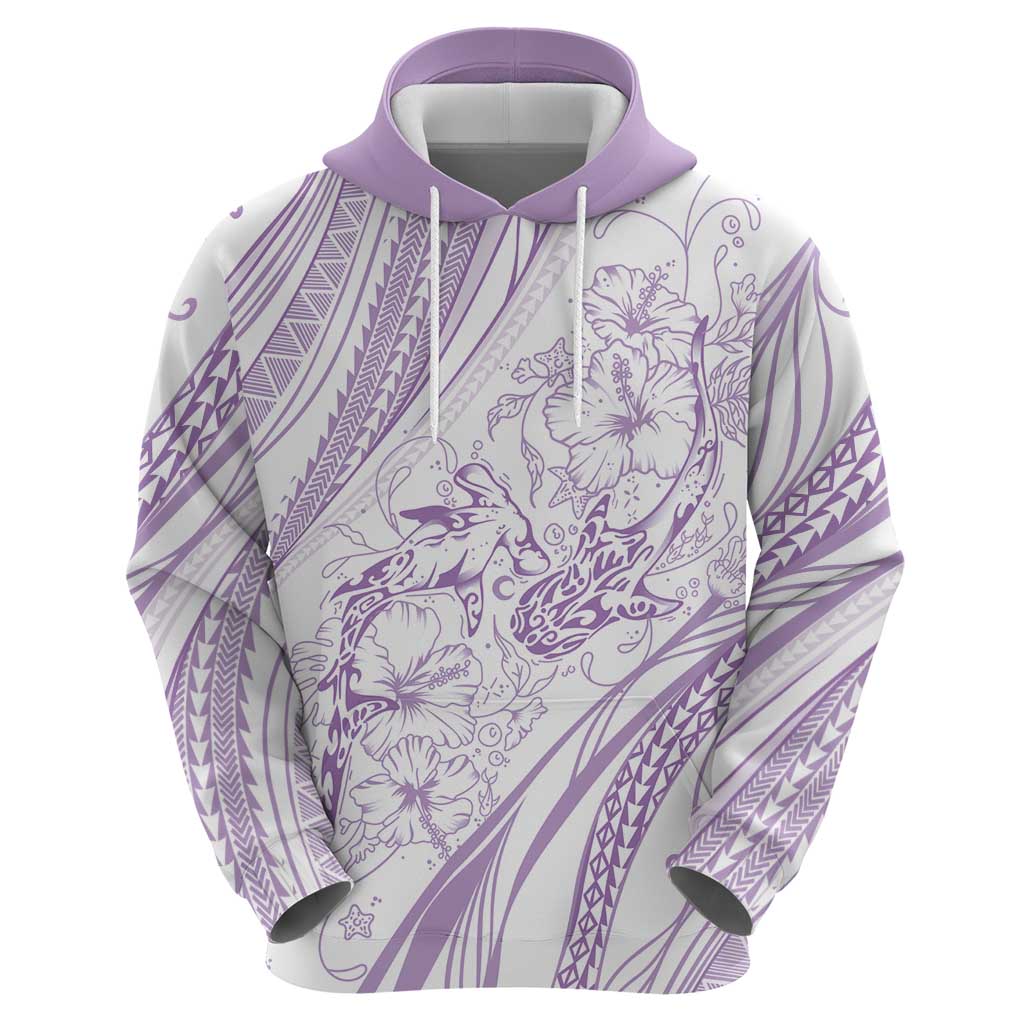 Sharks Couple Dreamy Polynesians Floral Sea Hoodie Lilac LT7 - Polynesian Pride