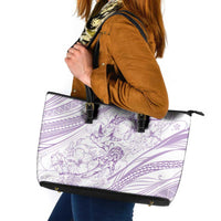 Sharks Couple Dreamy Polynesians Floral Sea Leather Tote Bag Lilac LT7 Lilac - Polynesian Pride