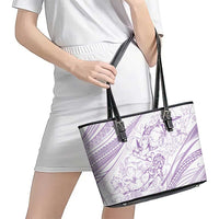 Sharks Couple Dreamy Polynesians Floral Sea Leather Tote Bag Lilac LT7 - Polynesian Pride