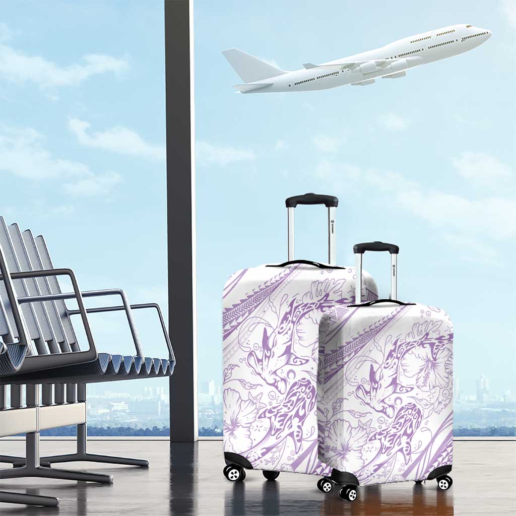 Sharks Couple Dreamy Polynesians Floral Sea Luggage Cover Lilac LT7 - Polynesian Pride