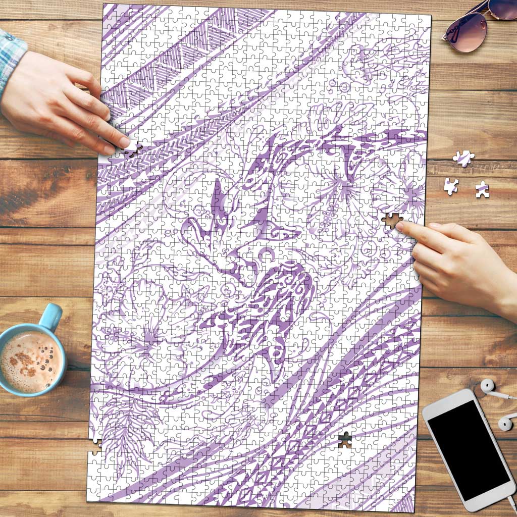 Sharks Couple Dreamy Polynesians Floral Sea Puzzle Lilac - Polynesian Pride