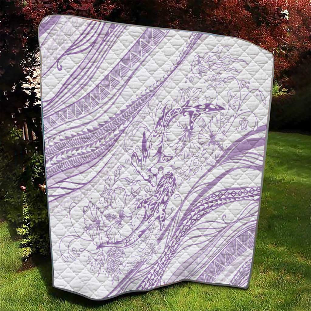 Sharks Couple Dreamy Polynesians Floral Sea Quilt Lilac LT7 - Polynesian Pride