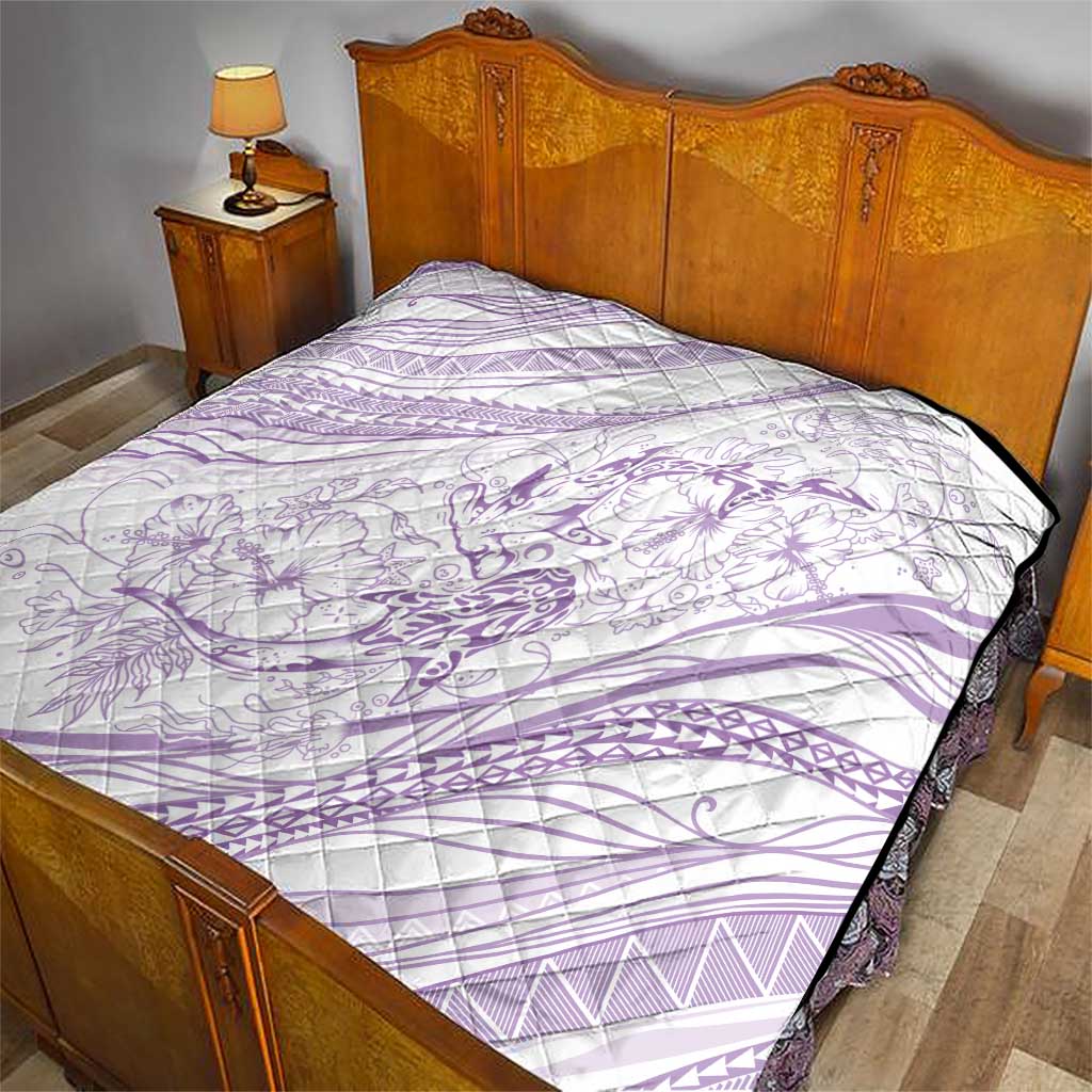 Sharks Couple Dreamy Polynesians Floral Sea Quilt Lilac LT7 - Polynesian Pride