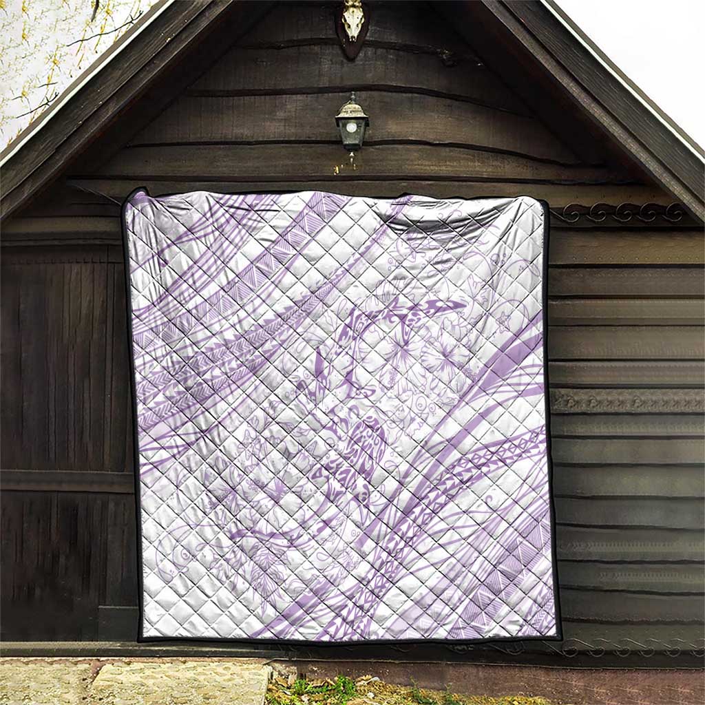 Sharks Couple Dreamy Polynesians Floral Sea Quilt Lilac LT7 - Polynesian Pride
