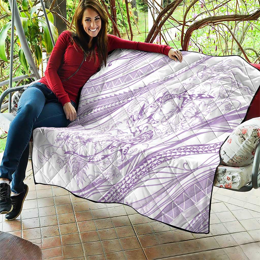Sharks Couple Dreamy Polynesians Floral Sea Quilt Lilac LT7 - Polynesian Pride
