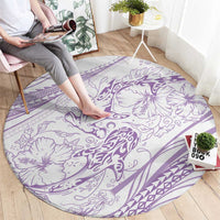Sharks Couple Dreamy Polynesians Floral Sea Round Carpet Lilac LT7 - Polynesian Pride