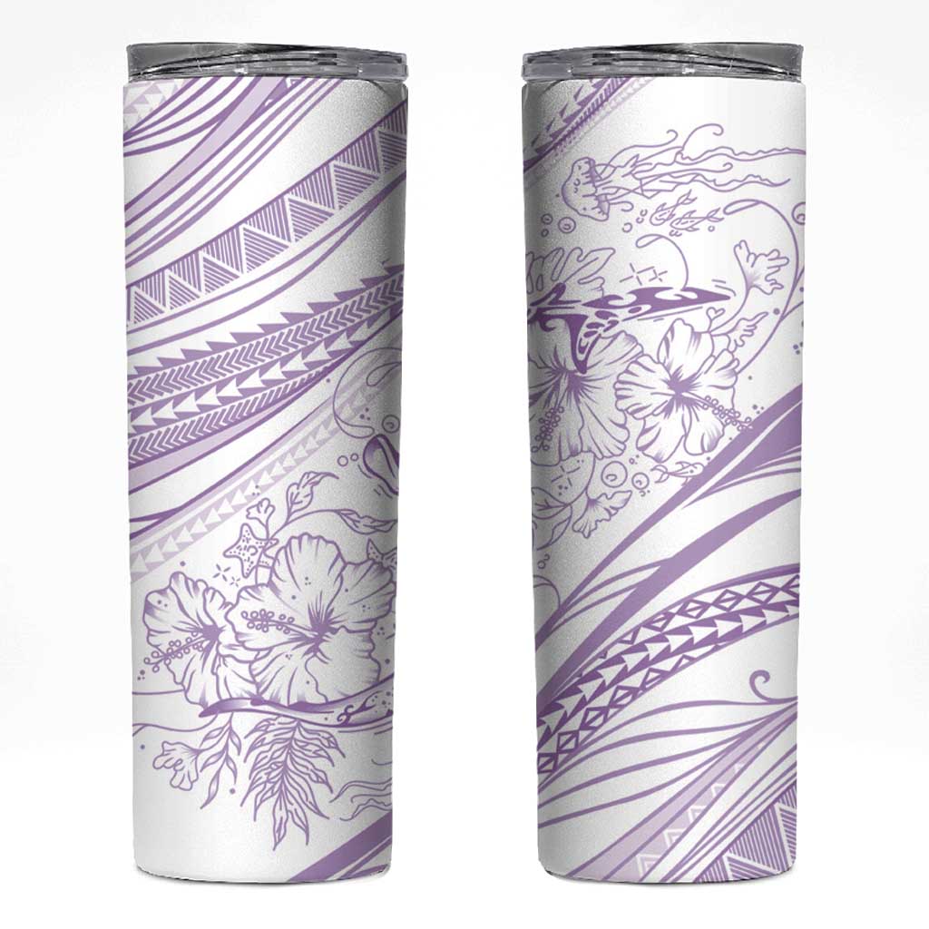 Sharks Couple Dreamy Polynesians Floral Sea Skinny Tumbler Lilac LT7 Lilac - Polynesian Pride