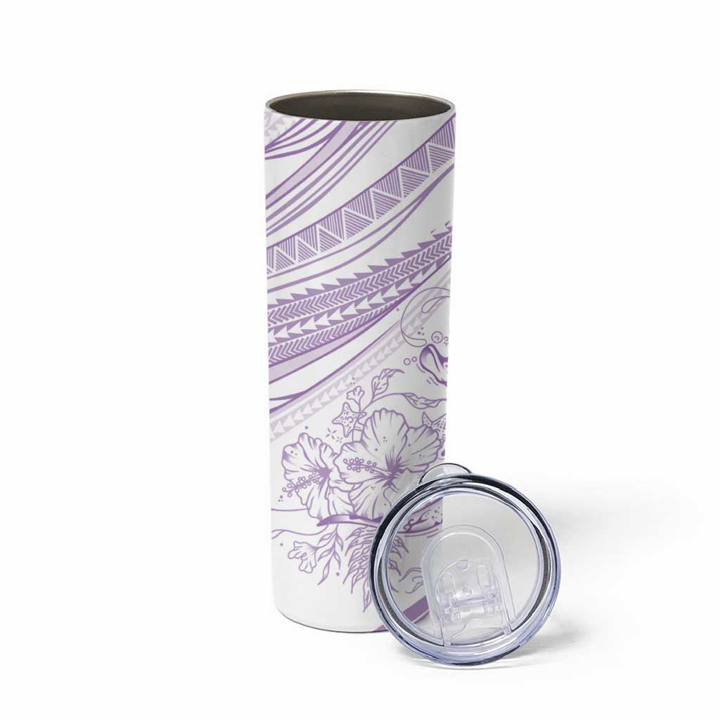 Sharks Couple Dreamy Polynesians Floral Sea Skinny Tumbler Lilac LT7 - Polynesian Pride