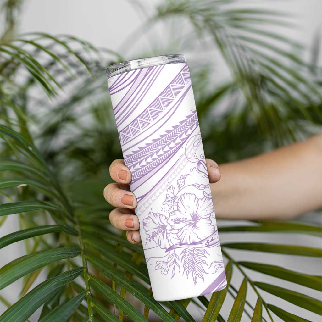 Sharks Couple Dreamy Polynesians Floral Sea Skinny Tumbler Lilac LT7 - Polynesian Pride