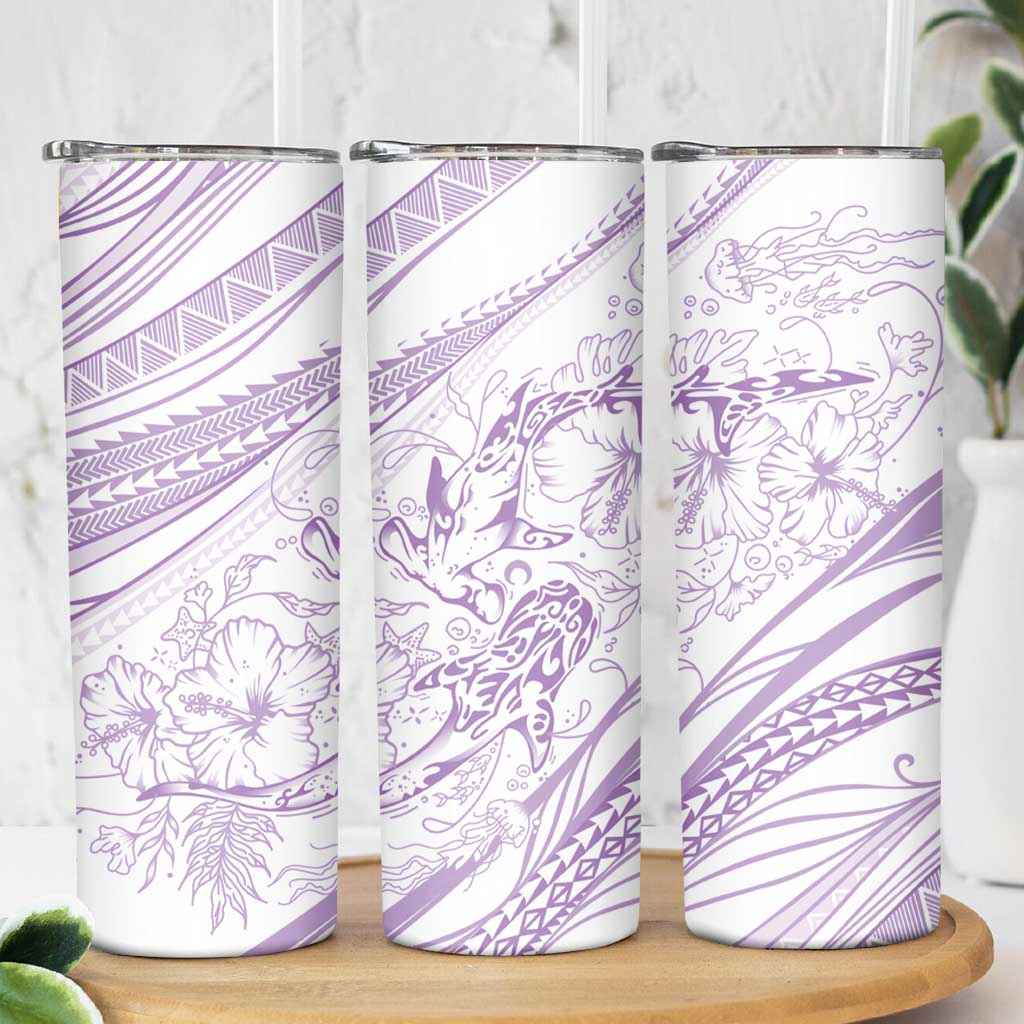 Sharks Couple Dreamy Polynesians Floral Sea Skinny Tumbler Lilac LT7 - Polynesian Pride
