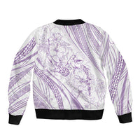 Sharks Couple Dreamy Polynesians Floral Sea Sleeve Zip Bomber Jacket Lilac LT7 - Polynesian Pride