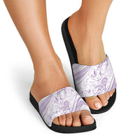Sharks Couple Dreamy Polynesians Floral Sea Slide Sandals Lilac - Polynesian Pride