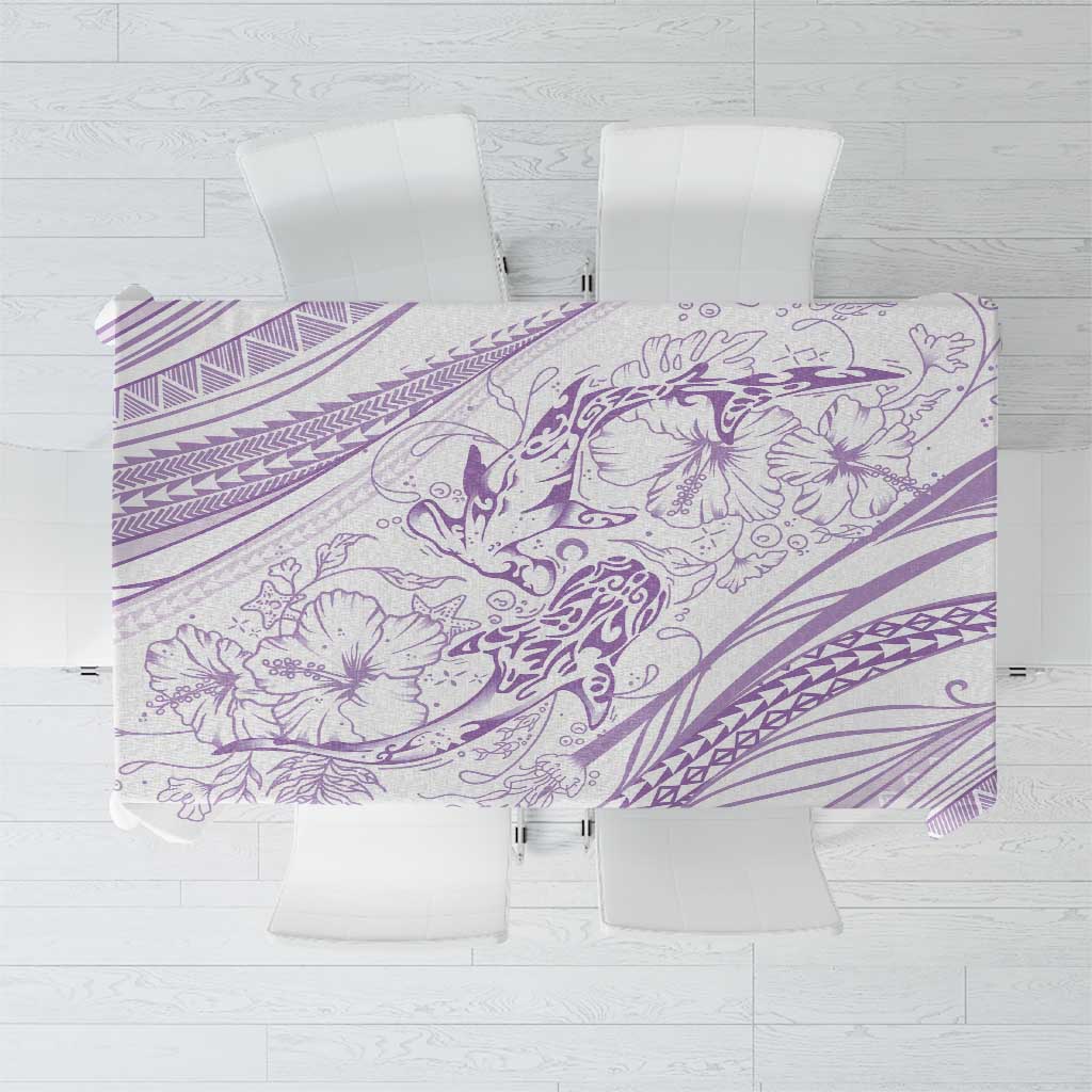 Sharks Couple Dreamy Polynesians Floral Sea Tablecloth Lilac LT7 Lilac - Polynesian Pride