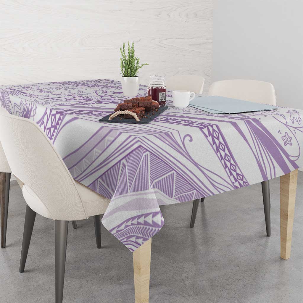 Sharks Couple Dreamy Polynesians Floral Sea Tablecloth Lilac LT7 - Polynesian Pride