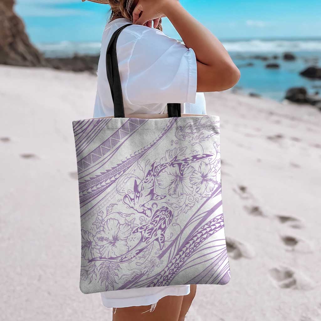 Sharks Couple Dreamy Polynesians Floral Sea Tote Bag Lilac LT7 - Polynesian Pride