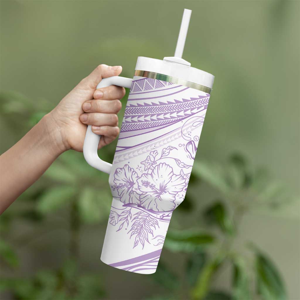 Sharks Couple Dreamy Polynesians Floral Sea Tumbler With Handle Lilac - Polynesian Pride
