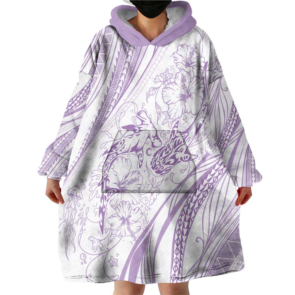 Sharks Couple Dreamy Polynesians Floral Sea Wearable Blanket Hoodie Lilac - Polynesian Pride
