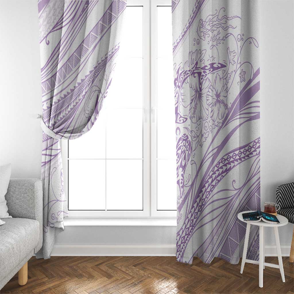 Sharks Couple Dreamy Polynesians Floral Sea Window Curtain Lilac LT7 - Polynesian Pride