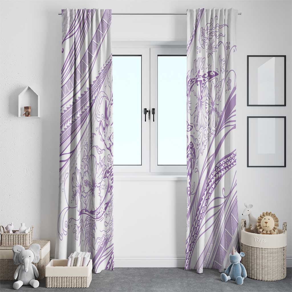 Sharks Couple Dreamy Polynesians Floral Sea Window Curtain Lilac LT7 - Polynesian Pride