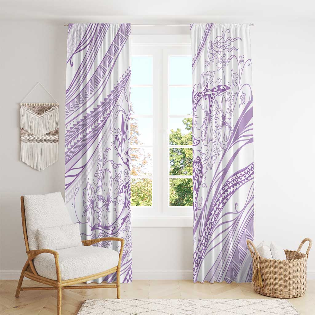 Sharks Couple Dreamy Polynesians Floral Sea Window Curtain Lilac LT7 - Polynesian Pride