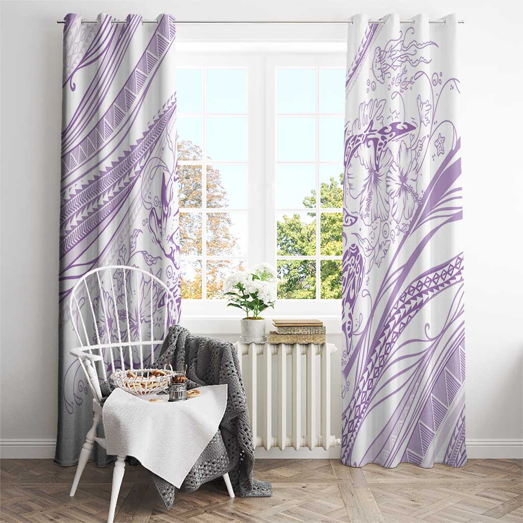 Sharks Couple Dreamy Polynesians Floral Sea Window Curtain Lilac LT7 - Polynesian Pride
